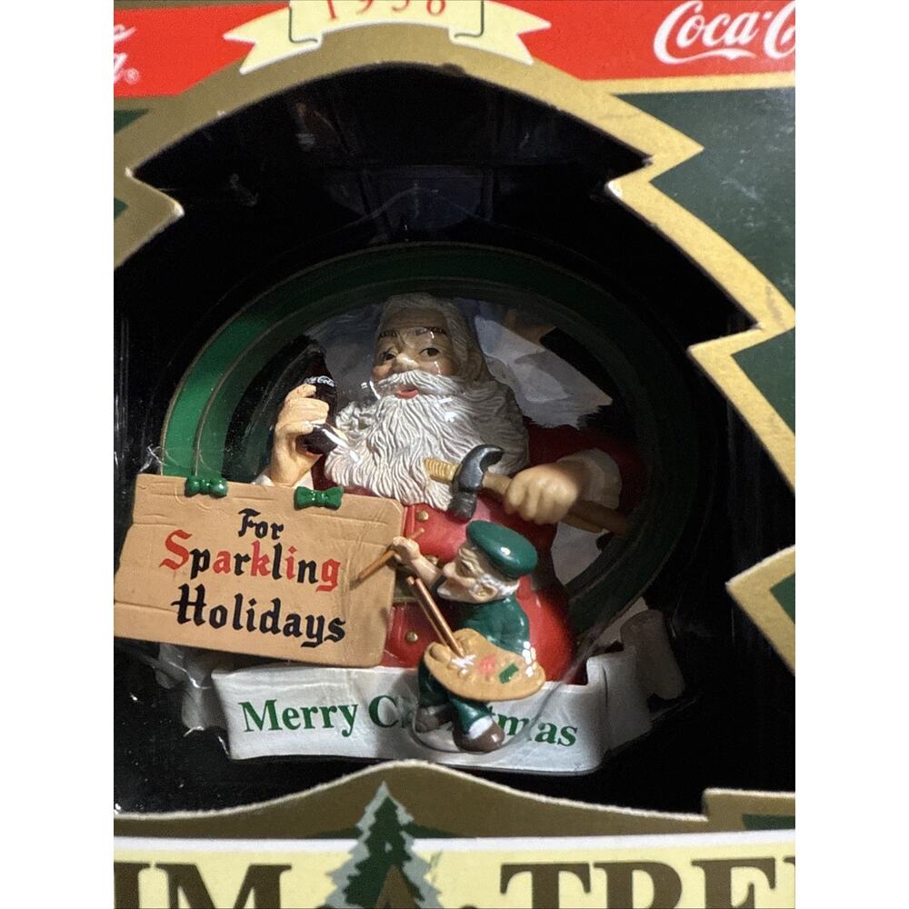 Coca-Cola Trim A Tree Collection 1956 Santa With Painting Elf Ornament 1994 - Picture 3 of 12